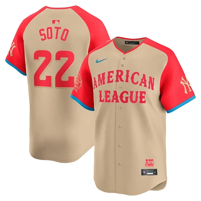 Maillot Nike Juan Soto crème pour homme, édition limitée, Ligue américaine 2024, match des étoiles de la MLB