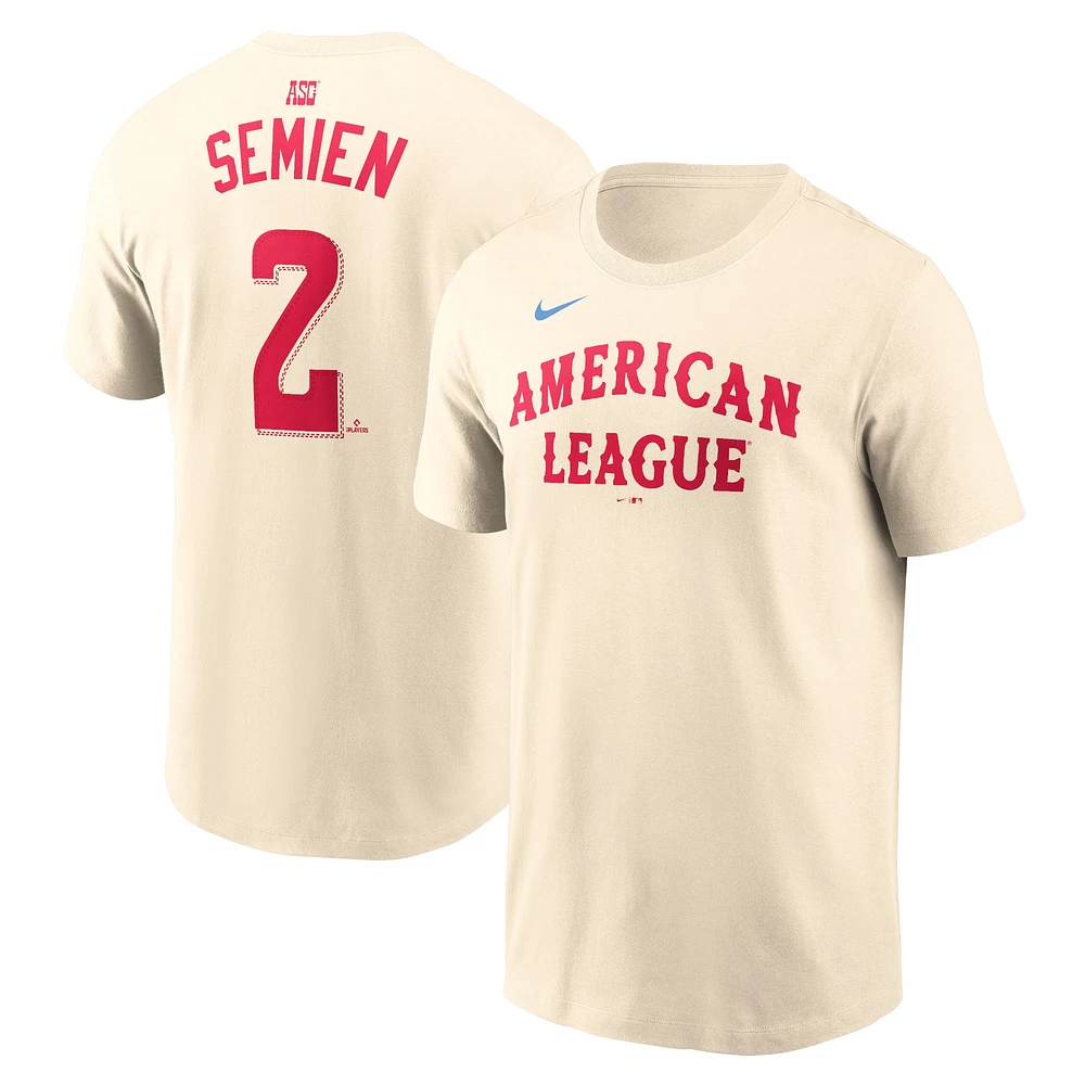 T-shirt avec nom et numéro du match des étoiles Nike Marcus Semien crème de la Ligue américaine 2024 MLB pour homme