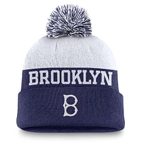 Men's Nike Navy/White Brooklyn Dodgers Peak Rewind Cuffed Knit Hat with Pom