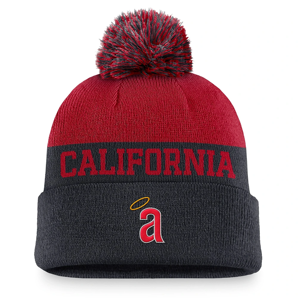 Men's Nike Navy California Angels Rewind Peak Cuffed Knit Hat with Pom