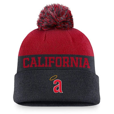 Bonnet en tricot à revers avec pompon Nike Navy California Angels Rewind Peak pour homme