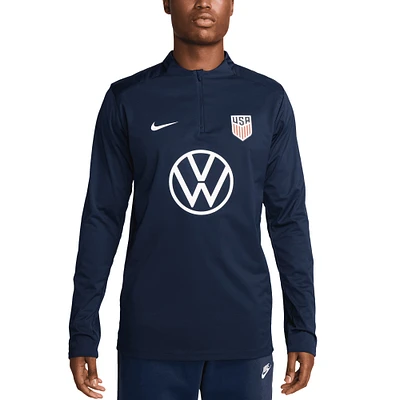 Haut à pull zippé Nike USMNT 2024 Strike Drill Performance pour homme bleu marine