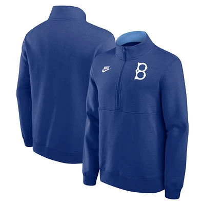 Pull en molleton demi-zippé Nike Royal Brooklyn Dodgers Cooperstown Collection pour homme