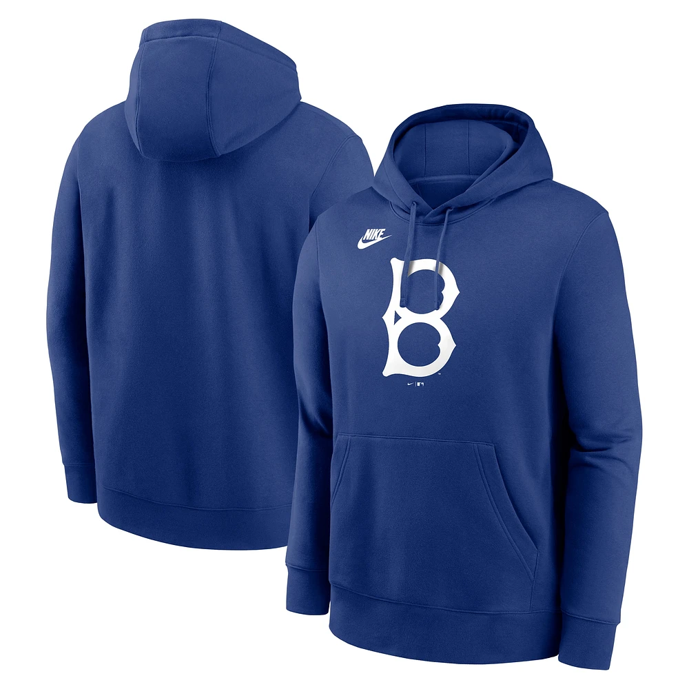 Men's Nike Royal Brooklyn Dodgers Cooperstown Collection Logo Club Pullover Hoodie