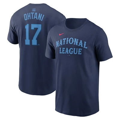 T-shirt Nike Shohei Ohtani pour homme, bleu marine, nom et numéro du match des étoiles de la Ligue nationale 2024 MLB