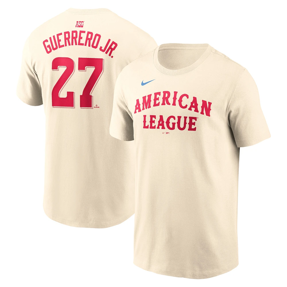 T-shirt Nike Vladimir Guerrero Jr. Crème pour homme avec nom et numéro du match des étoiles de la Ligue américaine 2024 MLB