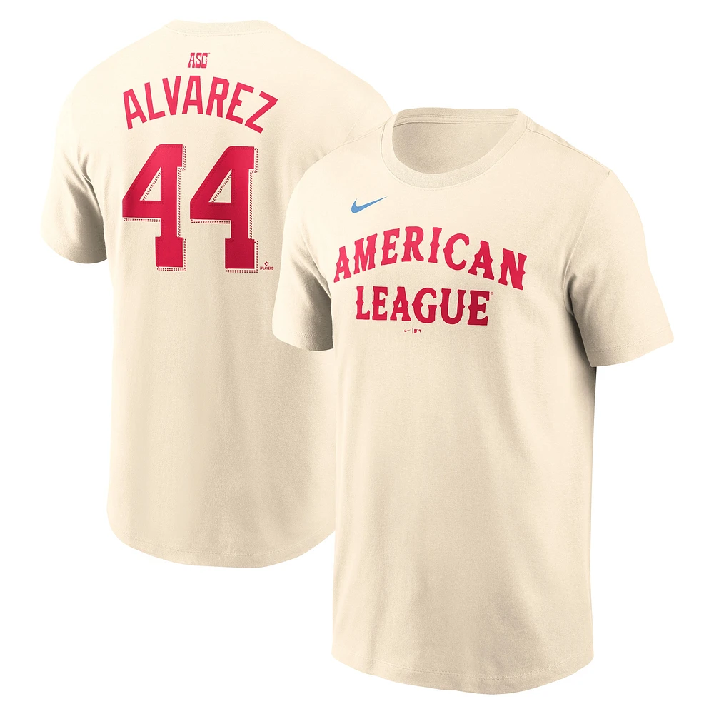 T-shirt Nike Yordan Alvarez crème pour homme avec nom et numéro du match des étoiles de la Ligue américaine 2024 MLB