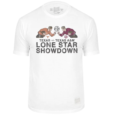 T-shirt rétro original pour homme de marque blanc Texas Longhorns contre A&M Aggies Lonestar Showdown