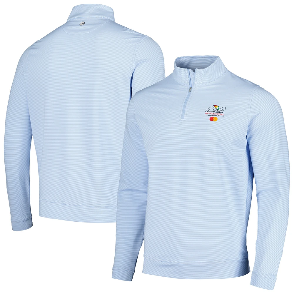 Men's Peter Millar Light Blue Arnold Palmer Invitational Perth Stripe Performance Quarter-Zip Top