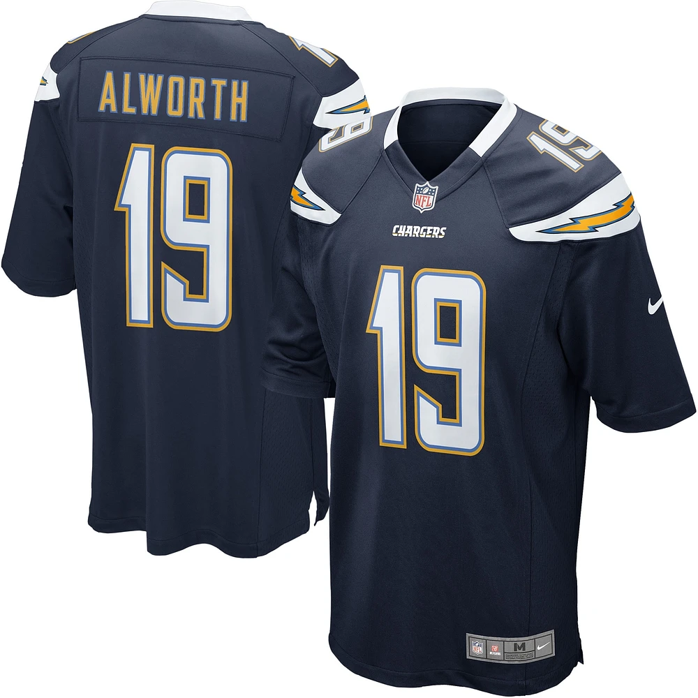 Maillot de jeu joueur retraité la marine Nike Lance Alworth des Chargers San Diego pour hommes