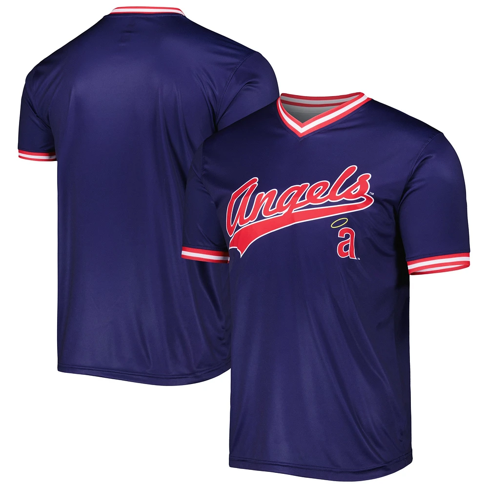 Men's Stitches Navy/Red Cleveland Indians Cooperstown Collection V-Neck Team Color Jersey Size: Small