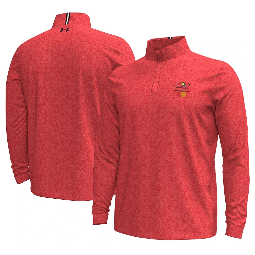 Under Armour Arnold Palmer Invitational Playoff 3.0 pour hommes - Haut pull à fermeture éclair 1/4 imprimé rouge