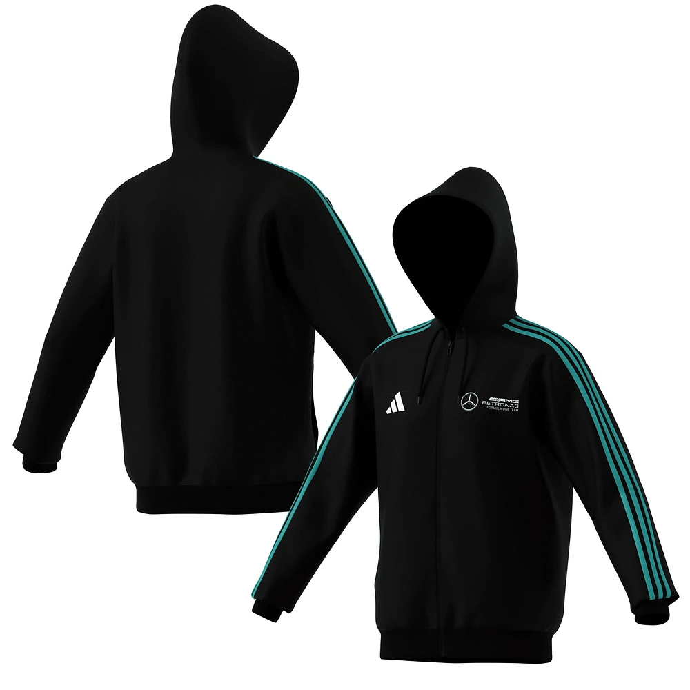 Sweat à capuche zippé DNA Alphaskin noir pour homme de l'équipe Mercedes-AMG Petronas F1 Fan Wear adidas