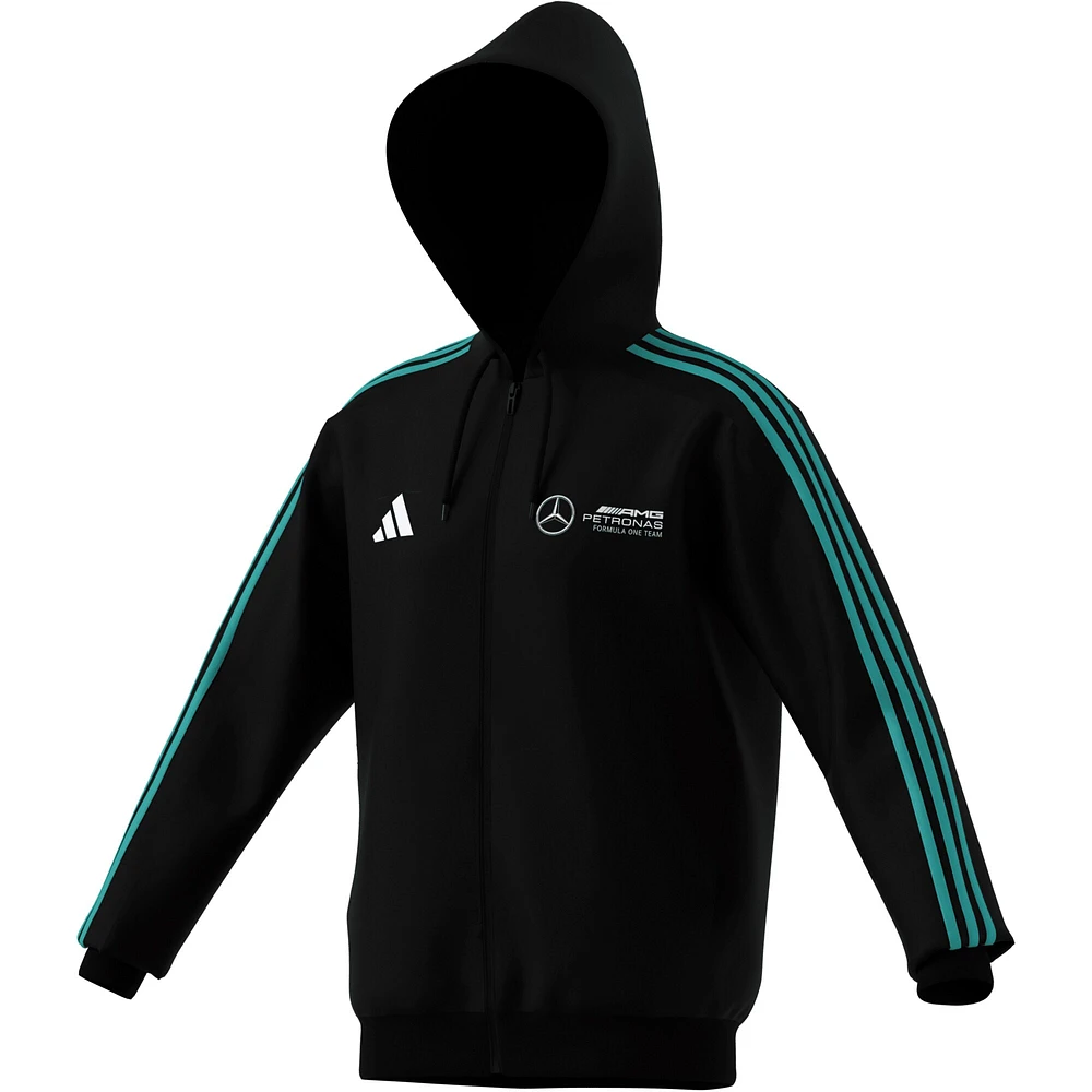 Sweat à capuche zippé DNA Alphaskin noir pour homme de l'équipe Mercedes-AMG Petronas F1 Fan Wear adidas
