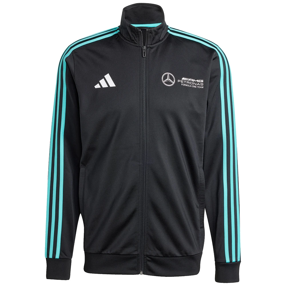 Veste de survêtement zippée intégrale adidas noire pour homme Mercedes-AMG Petronas F1 Team Fan Wear DNA Alphaskin