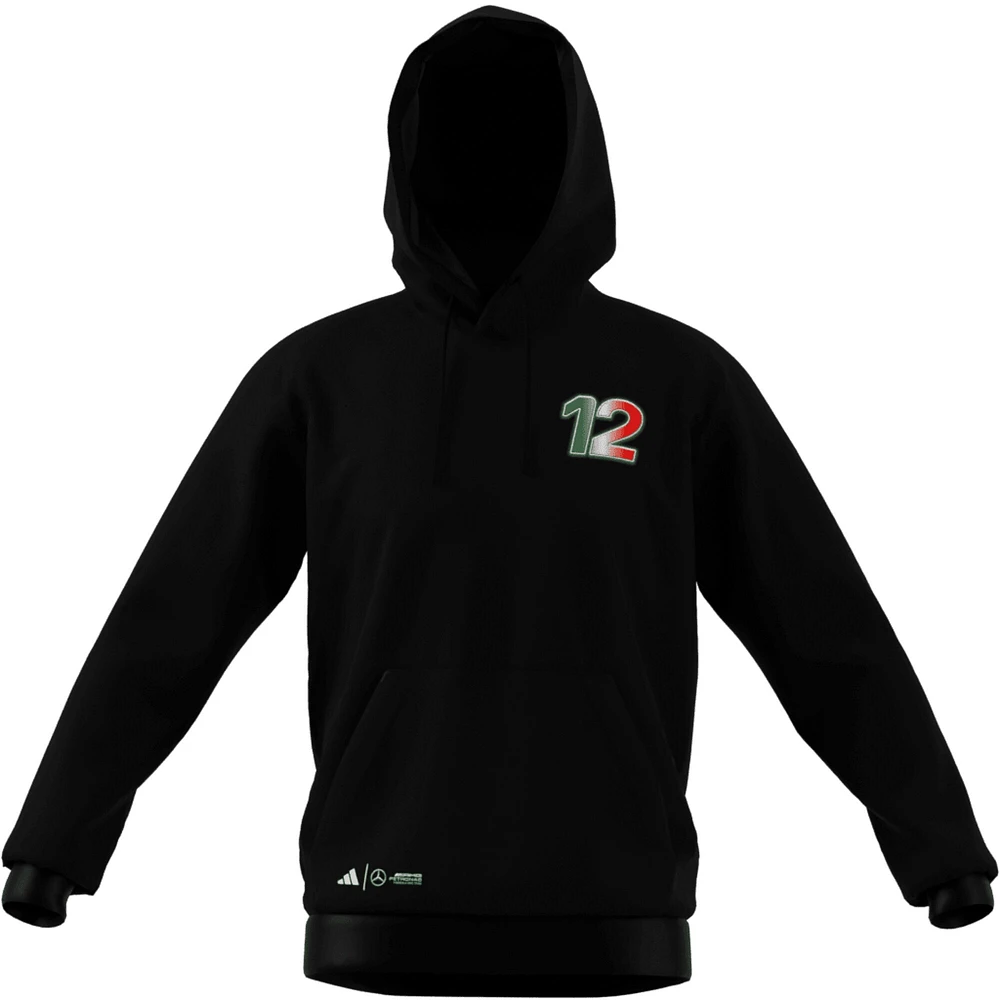 Sweat à capuche graphique noir pour homme, modèle pilote de l'équipe Mercedes-AMG Petronas F1, adidas Kimi Antonelli