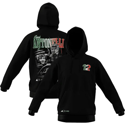 Sweat à capuche graphique noir pour homme, modèle pilote de l'équipe Mercedes-AMG Petronas F1, adidas Kimi Antonelli