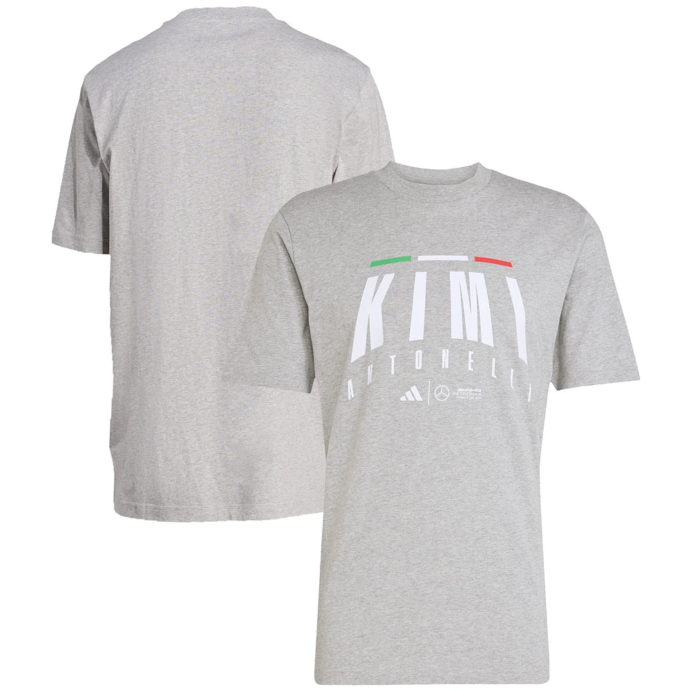 Men's adidas Kimi Antonelli Gray Mercedes-AMG Petronas F1 Team Driver Wear T-Shirt