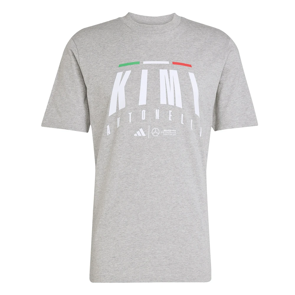 Men's adidas Kimi Antonelli Gray Mercedes-AMG Petronas F1 Team Driver Wear T-Shirt
