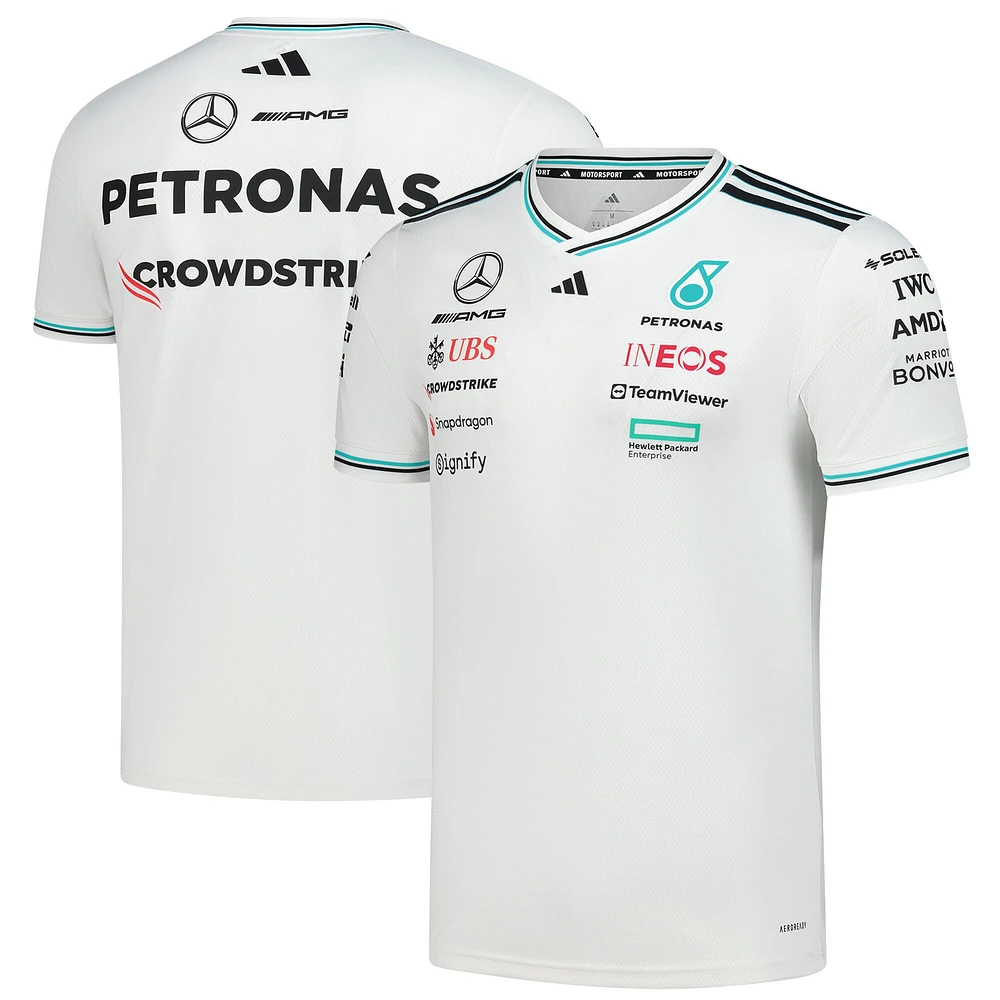 Maillot de pilote l'équipe Mercedes-AMG Petronas F1 blanc adidas pour homme