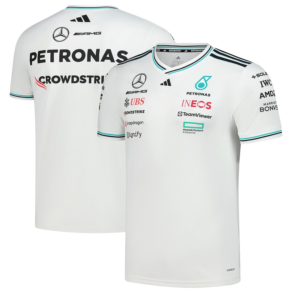 Maillot de pilote l'équipe Mercedes-AMG Petronas F1 blanc adidas pour homme