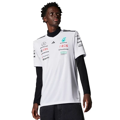 Maillot réplique de pilote l'équipe Mercedes-AMG Petronas F1 blanc adidas pour homme