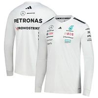 Maillot slim à manches longues réplique blanc adidas Mercedes-AMG Petronas F1 Team pour homme