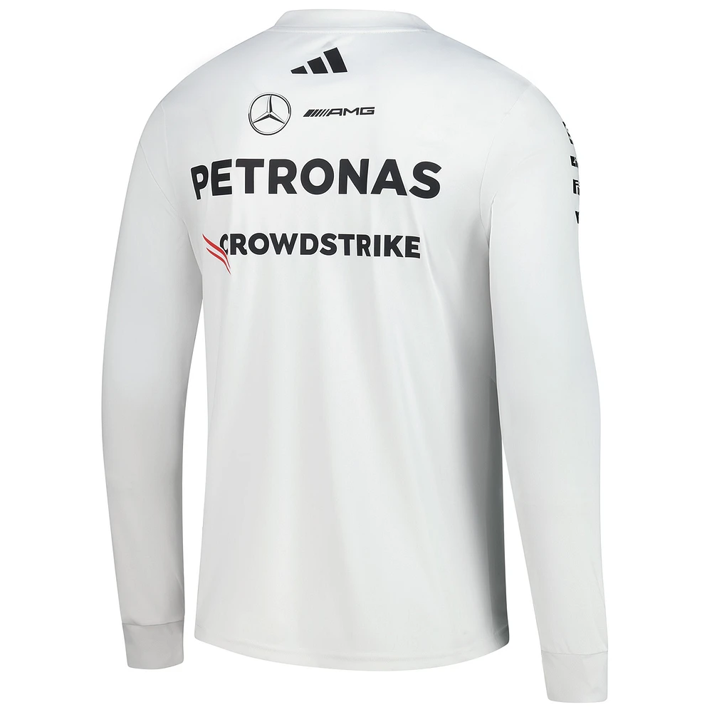 Maillot slim à manches longues réplique blanc adidas Mercedes-AMG Petronas F1 Team pour homme