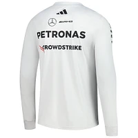 Maillot slim à manches longues réplique blanc adidas Mercedes-AMG Petronas F1 Team pour homme