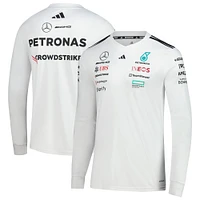 Maillot slim à manches longues réplique blanc adidas Mercedes-AMG Petronas F1 Team pour homme
