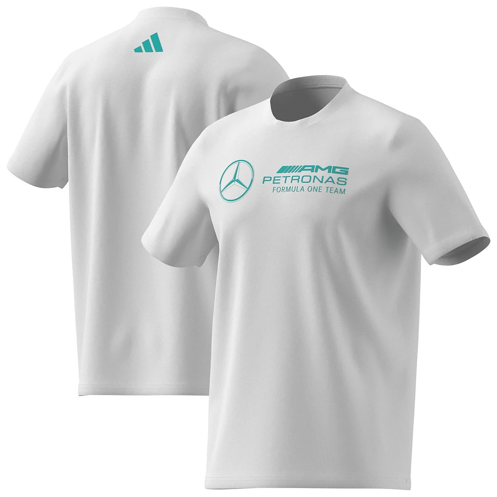 T-shirt adidas blanc pour homme avec imprimé graphique Mercedes-AMG Petronas F1 Team Fan Wear DNA Alphaskin