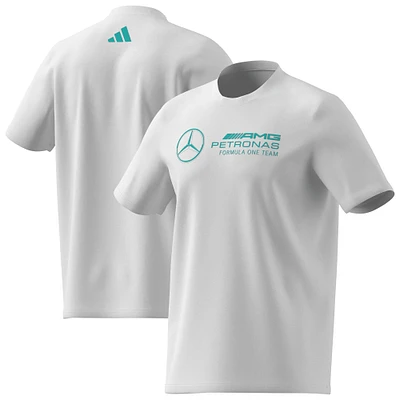 T-shirt adidas blanc pour homme avec imprimé graphique Mercedes-AMG Petronas F1 Team Fan Wear DNA Alphaskin