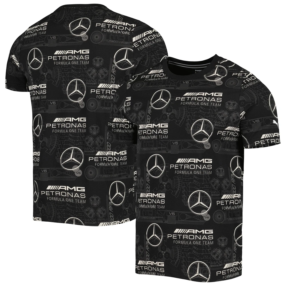 Men's Puma  Black Mercedes-AMG Petronas F1 Team Allover Print T-Shirt