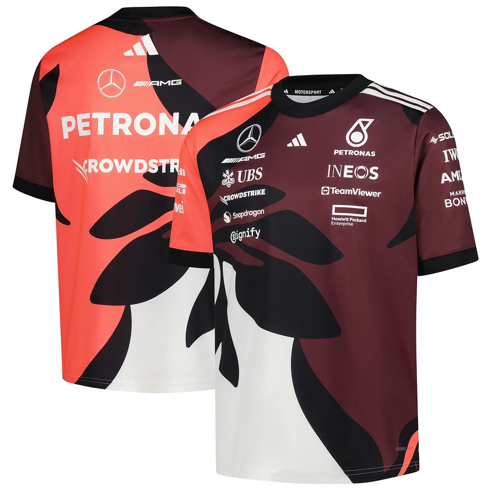 Youth adidas Dark Red Mercedes-AMG Petronas F1 Team 2025 Miami Grand Prix Driver Replica Jersey