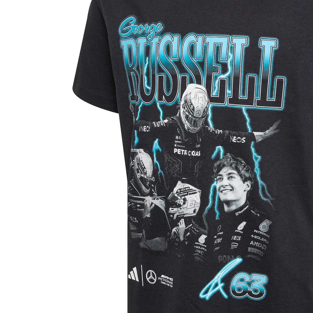 Youth adidas George Russell Black Mercedes-AMG Petronas F1 Team Driver Wear Graphic T-Shirt