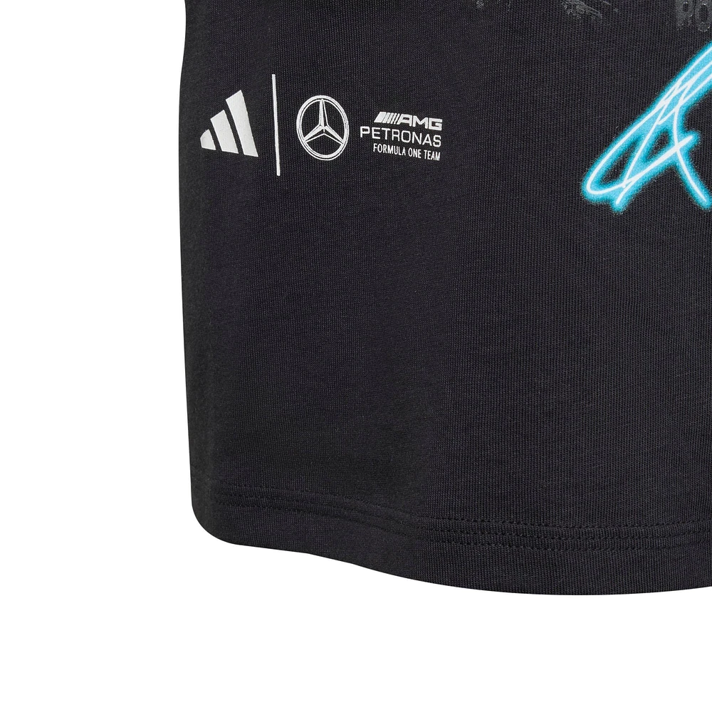 Youth adidas George Russell Black Mercedes-AMG Petronas F1 Team Driver Wear Graphic T-Shirt
