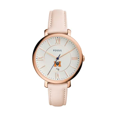 Mercer Bears Fossil Women's Jacqueline Date Blush Leather Watch - Pink