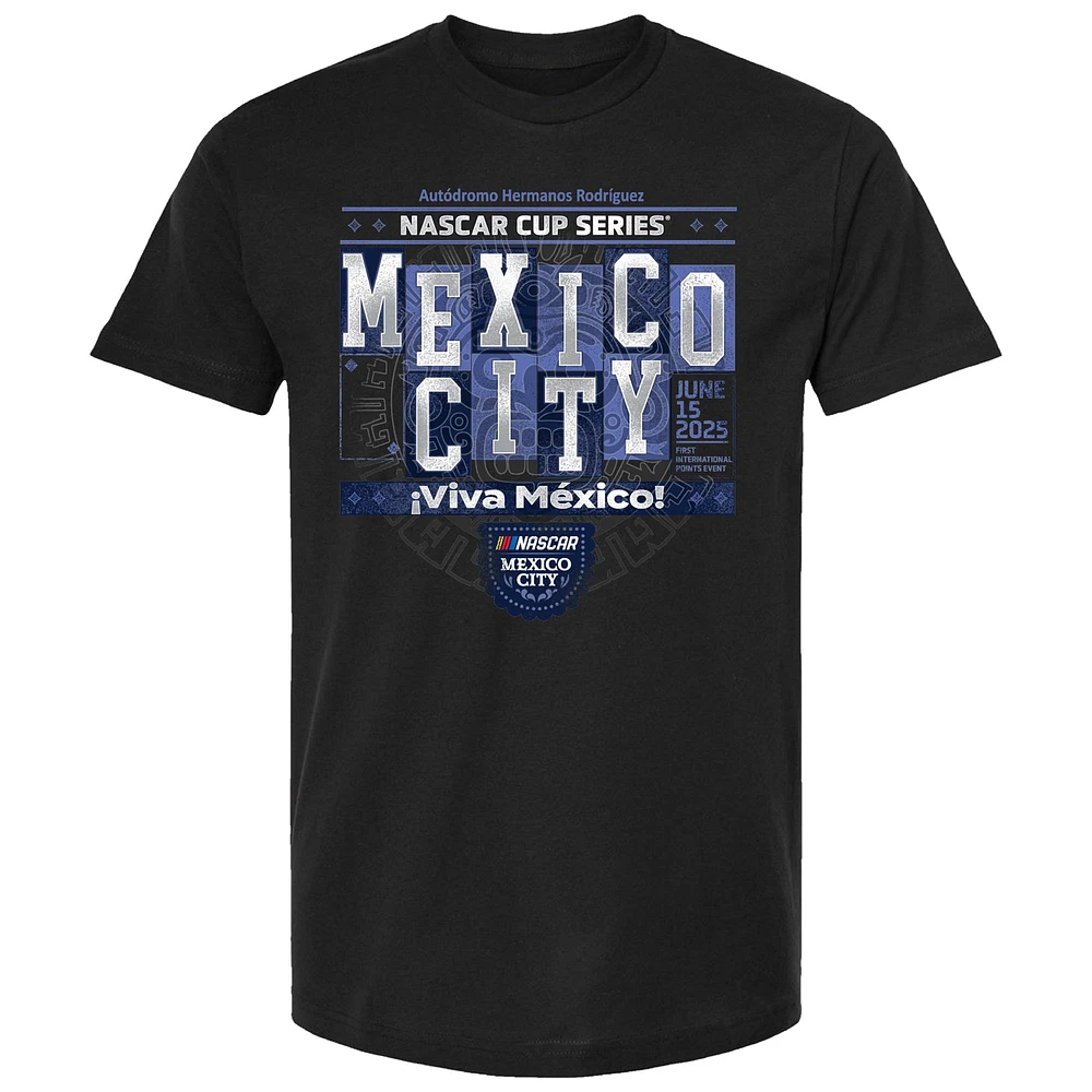 T-shirt noir NASCAR pour homme, motif course de Mexico