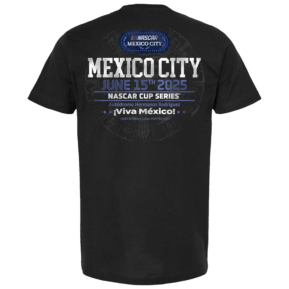 T-shirt noir NASCAR pour homme, motif course de Mexico