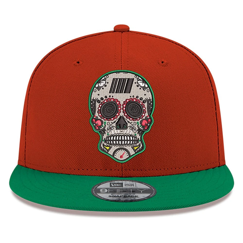Men's New Era Red/Green NASCAR Mexico City Race Sugar Skull 9FIFTY Snapback Hat