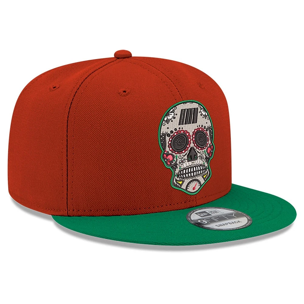Men's New Era Red/Green NASCAR Mexico City Race Sugar Skull 9FIFTY Snapback Hat