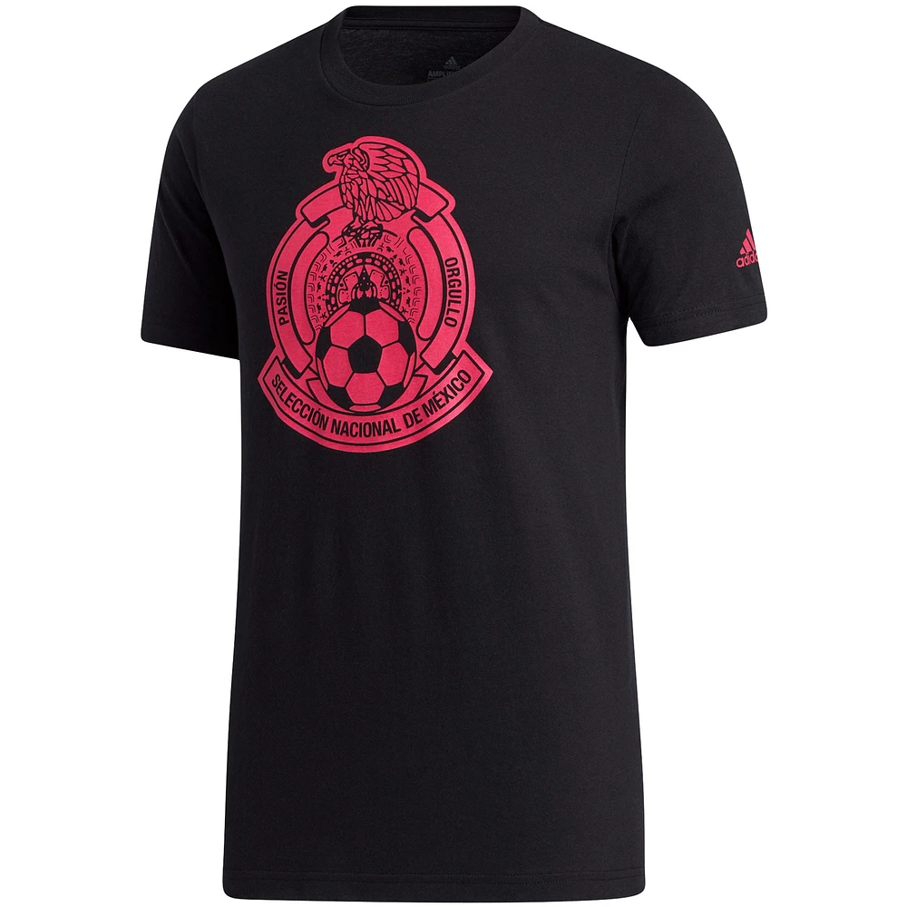 Men's adidas Black/Red Mexico National Team Crest Amplifier T-Shirt