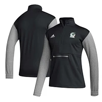 Haut à manches longues et demi-zip adidas noir avec écusson de l'équipe nationale du Mexique pour hommes