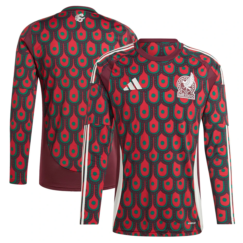 Maillot adidas à manches longues pour homme, bordeaux, équipe nationale du Mexique 2024, réplique domicile