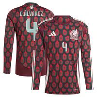 Maillot adidas Edson Alvarez bordeaux à manches longues pour homme de l'équipe nationale du Mexique 2024 domicile Replica Player