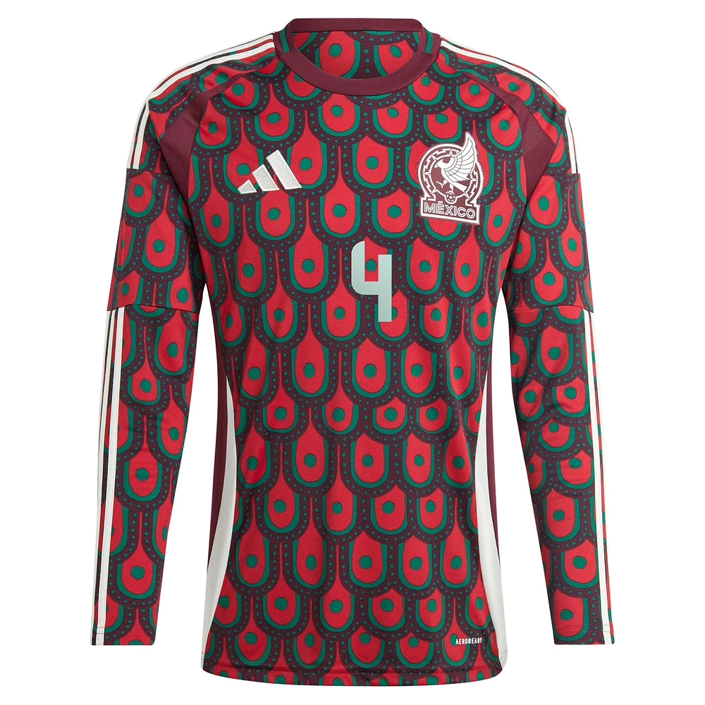 Men's adidas Edson Alvarez Burgundy Mexico National Team 2024 Home Replica Player Long Sleeve Jersey