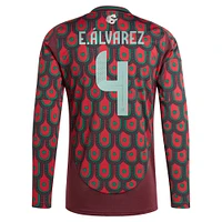 Men's adidas Edson Alvarez Burgundy Mexico National Team 2024 Home Replica Player Long Sleeve Jersey