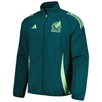 Veste d'avant-match entièrement zippée adidas pour hommes de l'équipe nationale du Mexique 2024 AEROREADY, verte