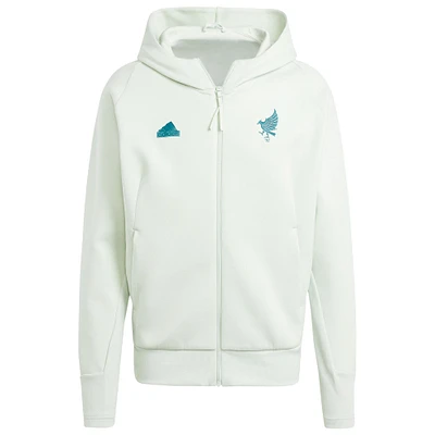 Sweat à capuche entièrement zippé raglan adidas vert pour homme de l'équipe nationale du Mexique 2024 Travel AEROREADY