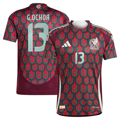 Maillot de joueur authentique adidas Guillermo Ochoa bordeaux équipe nationale du Mexique 2024 domicile pour homme